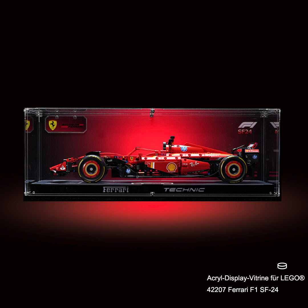 Premium-Display-Vitrine für LEGO® Ferrari F1 SF-24 aus ultra-transparentem Acryl